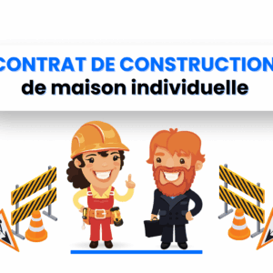 Formation sur le contrat de construction de maison individuelle, illustrée par deux personnages de chantier