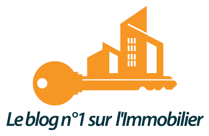 Logo du blog numéro 1 sur l'immobilier avec une clé orange en forme de bâtiment